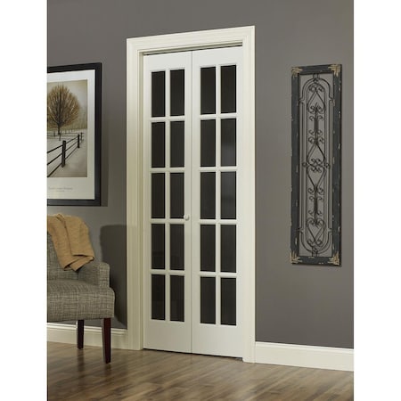 Parche 32 x 80 in. 10-Lite Traditional Divided Bifold Door, Unfinished Pine PA3042534